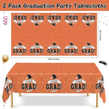 QZYL 2Pcs 2026 Graduation Table Cloths, 108" X 54" Orange Grad Party