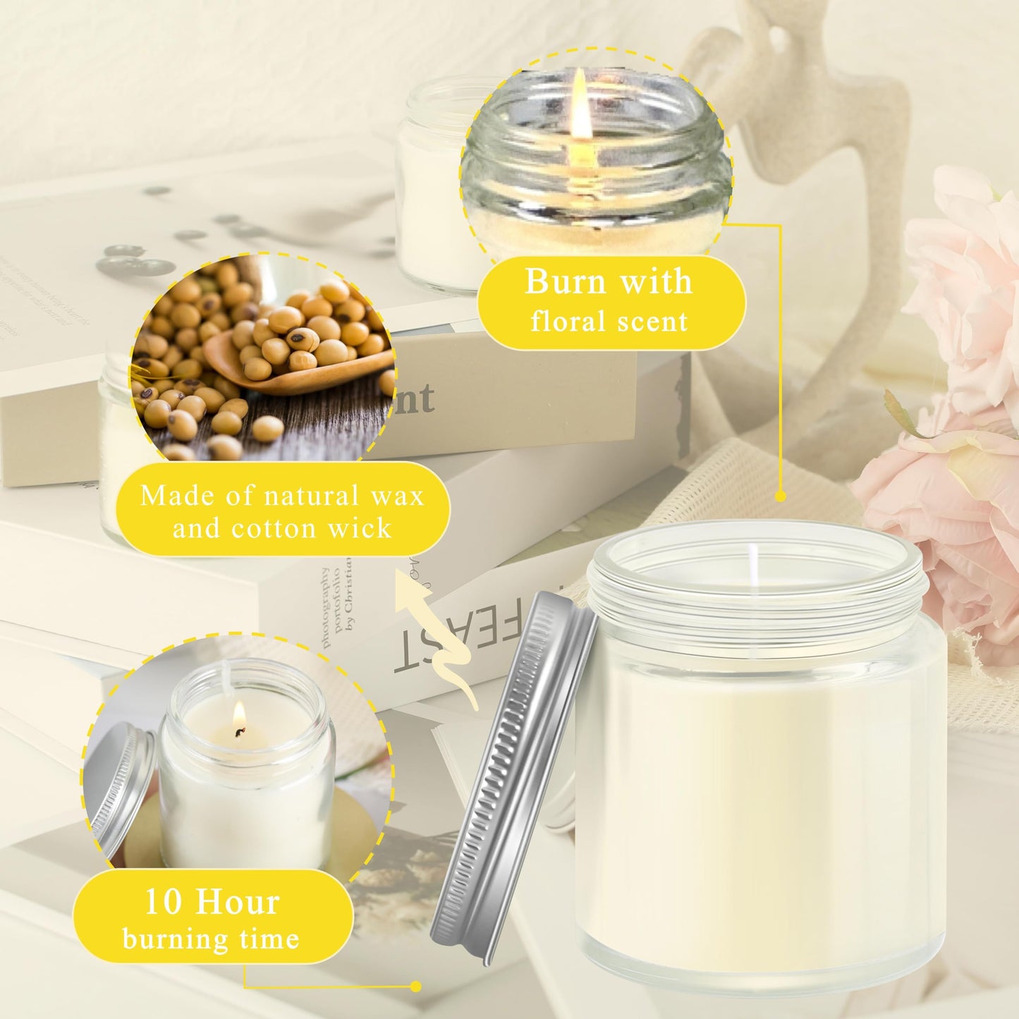 ACITHGL 36 Pcs 4oz Mini Mason Jar Candles Small Scented Candles Bulk