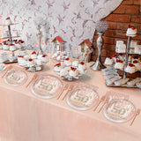 96 Pieces 50th Birthday Tableware Set for Pink Rose Gold 50th