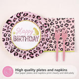 96Pcs Pink Leopard 1st Birthday Party Decorations Wild One Birthday