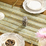 Artoid Mode 3PCS Sage Green Gold Gauze Table Runner 120 Inch 10FT,