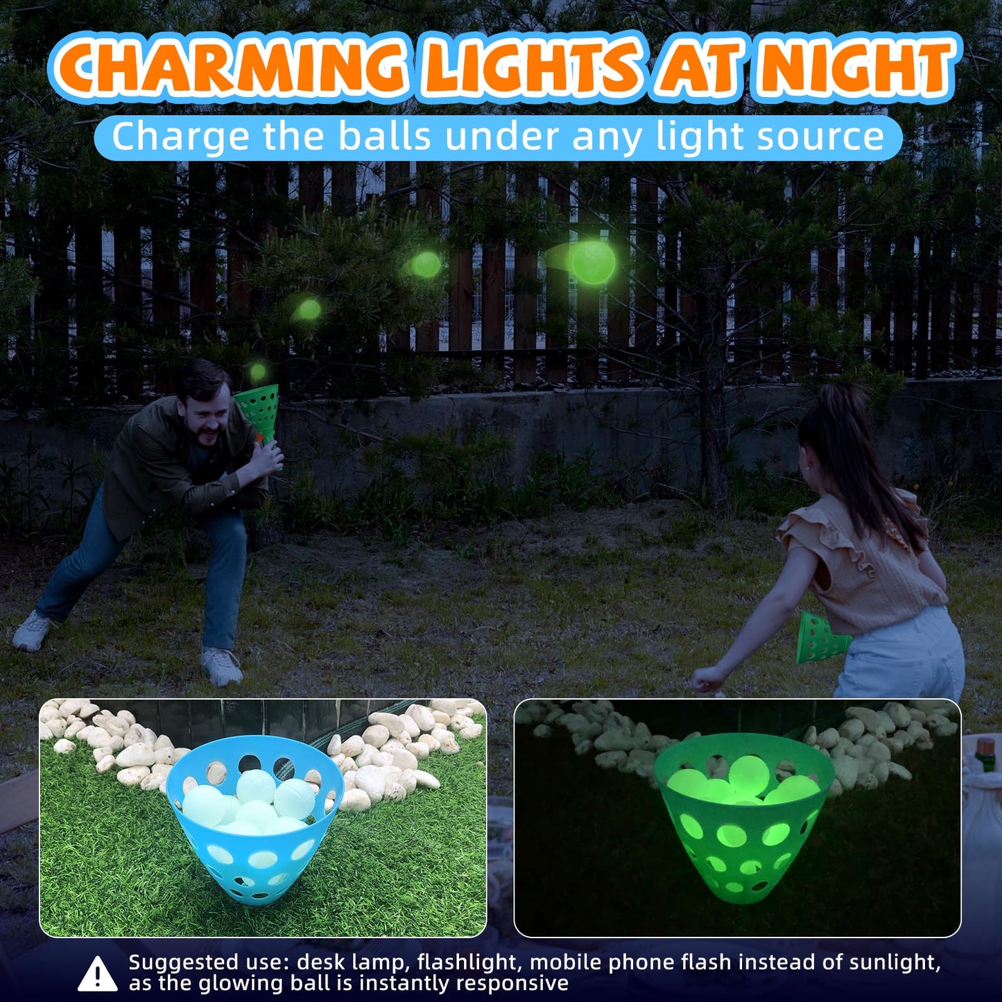punkdog Pop and Catch Ball Game with 15 Ping Pong Balls, 5 Glow Balls