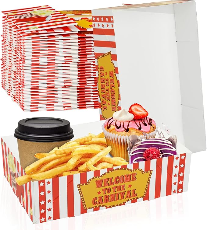 30 Pcs Carnival Party Supplies 4 Corner Food Boxes Movie Night Snack