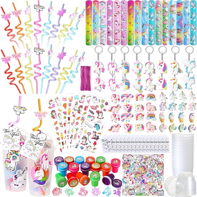 195 Pcs Unicorn Party Favors Bags Birthday Includes Plastic Cup with