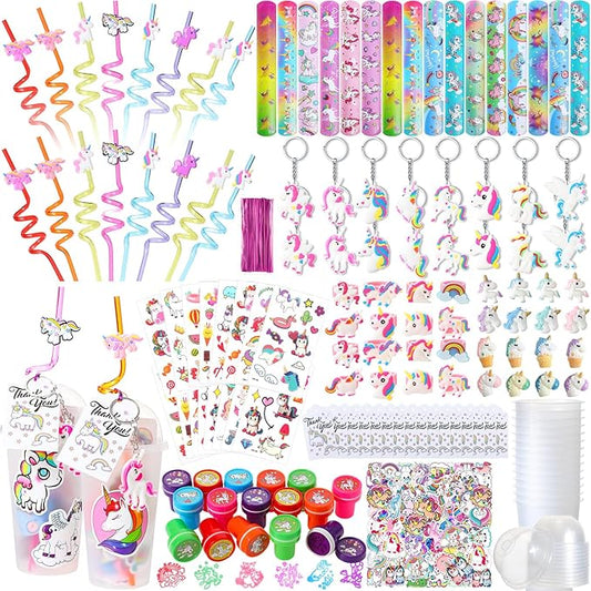 195 Pcs Unicorn Party Favors Bags Birthday Includes Plastic Cup with