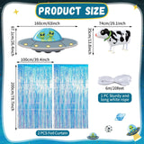 Alien Door Curtains with Tinsel Foil Fringe Curtain Cow Balloon Alien