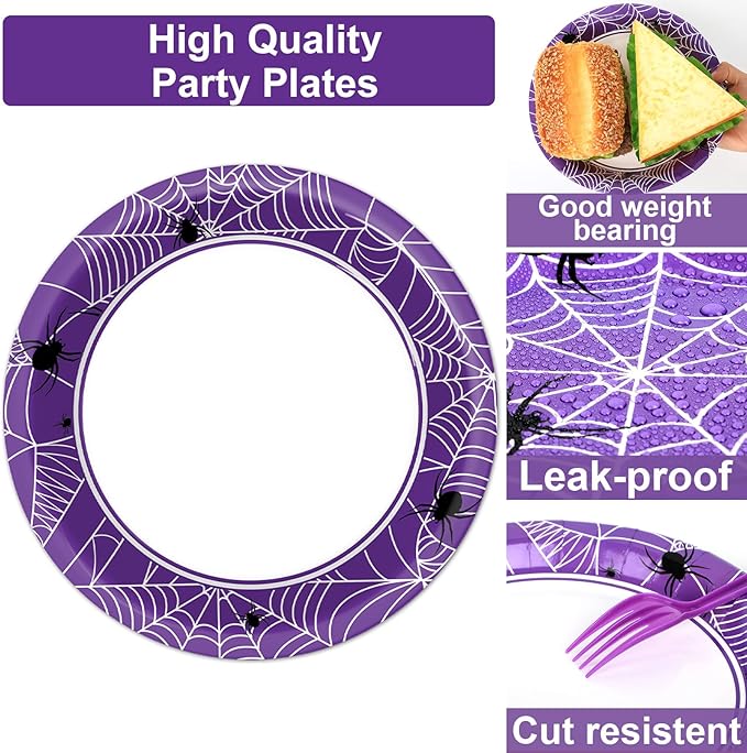 100 Pcs Halloween Birthday Party Supplies Paper Plates and Napkins