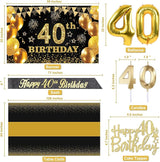 40th Birthday Decorations Men Women with 40th Birthday Banner Black