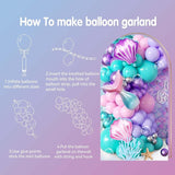 106pcs Mermaid Balloon Garland Arch Kit with Giant Foil Tail & 3
