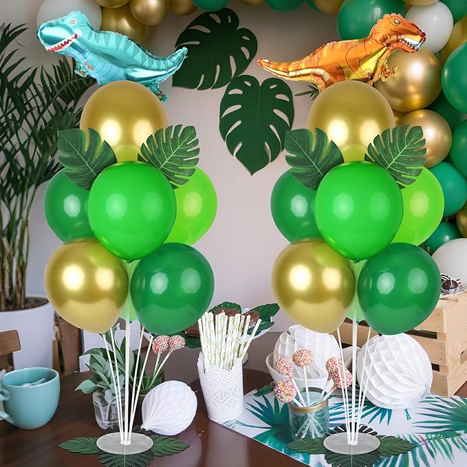 6 Sets Jungle Safari Balloon Stand Kit for Table Gold Green Balloons