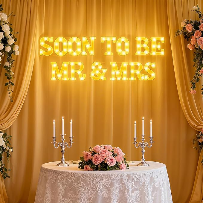 14 Pcs Soon to Be Mr and Mrs Light Sign Wedding Party Decoration LED