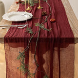 Keketoarrange 6pcs Burgundy Table Runner Red Table Runner Cheesecloth