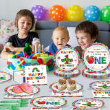 96Pcs Caterpillar 1st Birthday Party Plates and Napkins Hungry