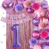 Pink Purple 1st Birthday Party Decorations for Girls Number 1