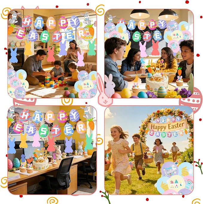 35PCS Easter Decoration Set Happy Easter Banner Suitable for Holiday