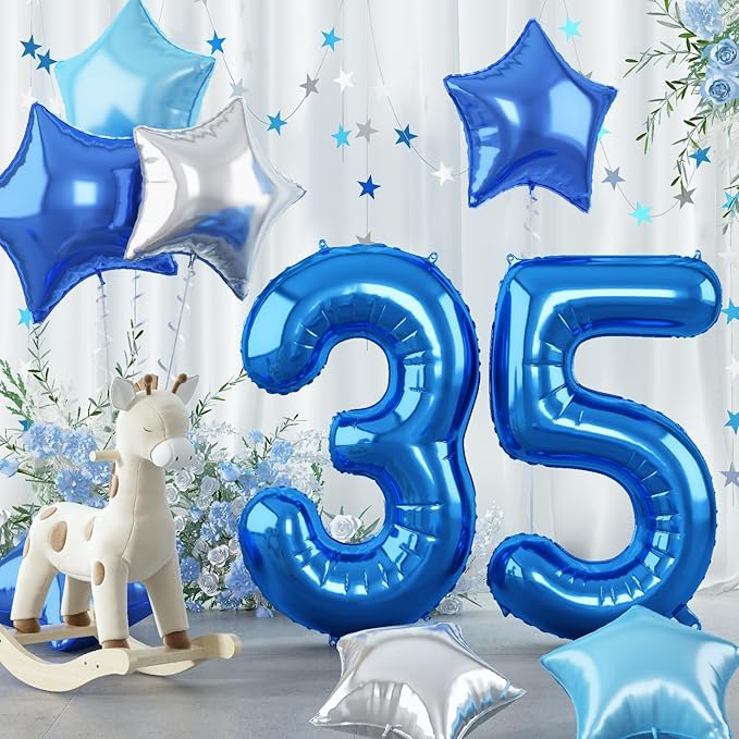 35th Birthday Balloon Decoration for Men, Big Self Inflating Dark