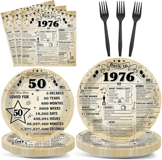 96Pcs 50th Birthday Party Plates and Napkins 50th Birthday Party