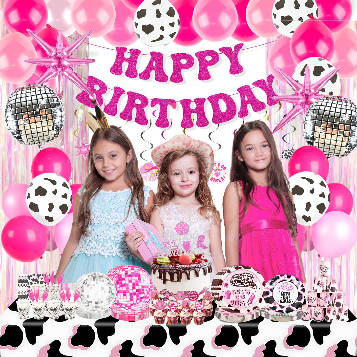 185Pcs Cowgirl Birthday Party Decorations Supplies - Includes 20