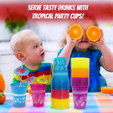 4E's Novelty 48 Packs Tropical Party Cups with Parasol Straws