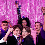 BOMSI 5 Pack Hot Pink Party Decorations - Tinsel Curtain Streamers