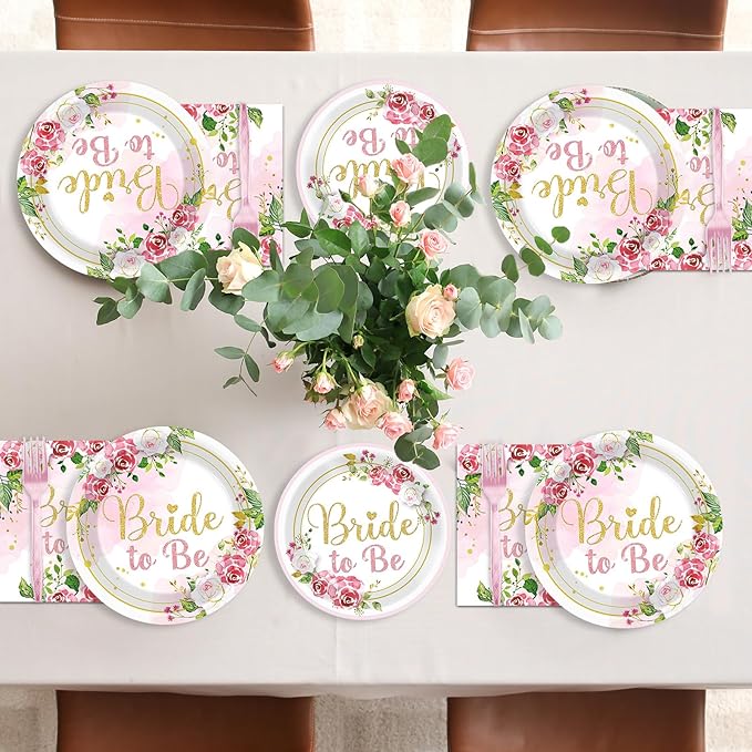 96Pcs Bridal Shower Party Decorations Floral Bride to Be Paper