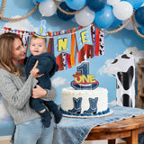 Cartoon Toy Highchair Banner for Baby First Birthday Party