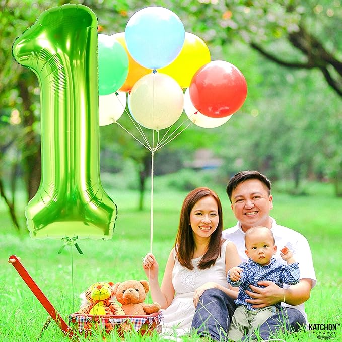 KatchOn, Light Green Number 1 Balloon - 40 Inch | Mylar Foil Balloon
