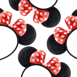 winvin Set of 24 Mouse Costume Deluxe Fabric Ears Headband White Polka