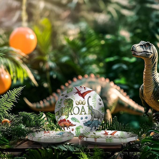 40 Guests Dinosaur Party Decorations Set Dino Birthday Plates and
