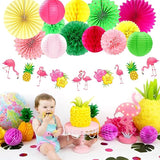 Hawaiian Luau Birthday Party Decorations Supplies 21pcs Happy Banner