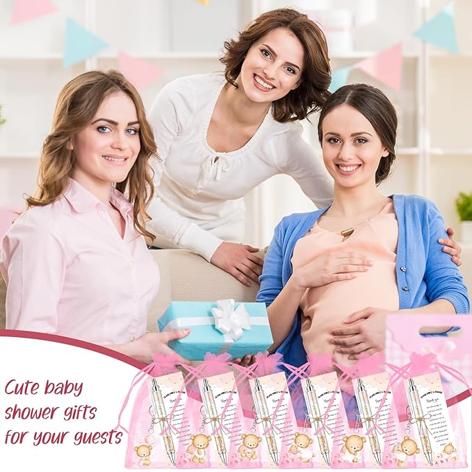 145 Pieces Baby Shower Favors for Guest Pink Bear Ballpoint Pens and