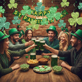 32 Pcs St Patrick's Day Party Decorations Double Sided Glitter Green