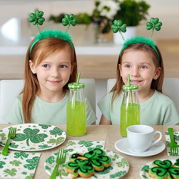 100 Pcs St Patrick's Day Shamrock Tableware Party Supplies Set