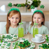 100 Pcs St Patrick's Day Shamrock Tableware Party Supplies Set