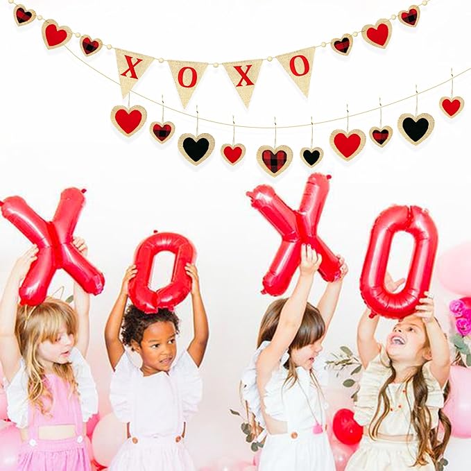 Valentine's Day Party Decorations Felt XOXO Sign Triangle Pennant