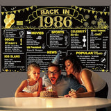 DARUNAXY 40th Birthday Black Gold Party Decoration, Back in 1986