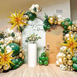 137Pcs Green and Gold Balloons Garland Arch Kit with Stars - 5 10 12