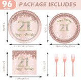 24 Sets 21st Rose Gold Birthday Party Decrations for Women 21