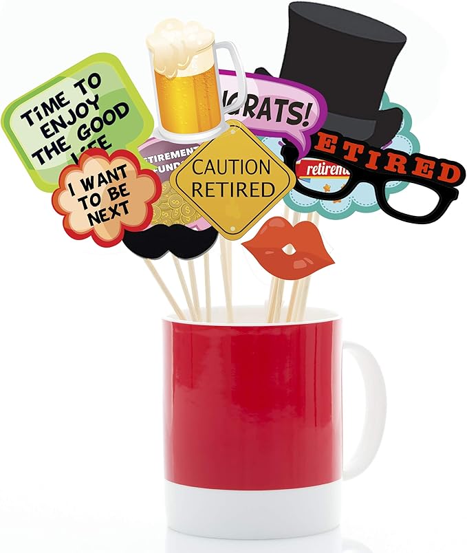 Scapa Pro Retirement Photo Booth Props 36 pc Party Supplies for