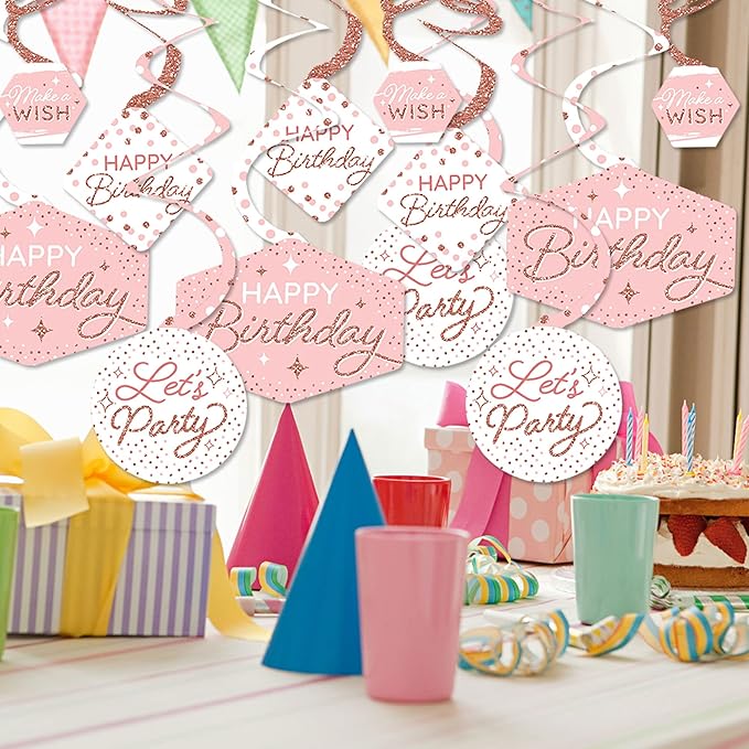 Big Dot of Happiness Pink Rose Gold Birthday Happy Birthday Party