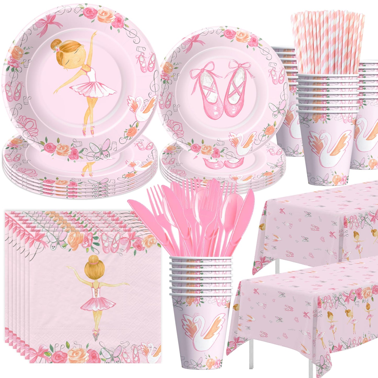 Xigejob Ballerina Birthday Party Decorations Tableware, Ballerina