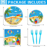 96 Pcs Summer Beach Plates and Napkins Beach Theme Decorations