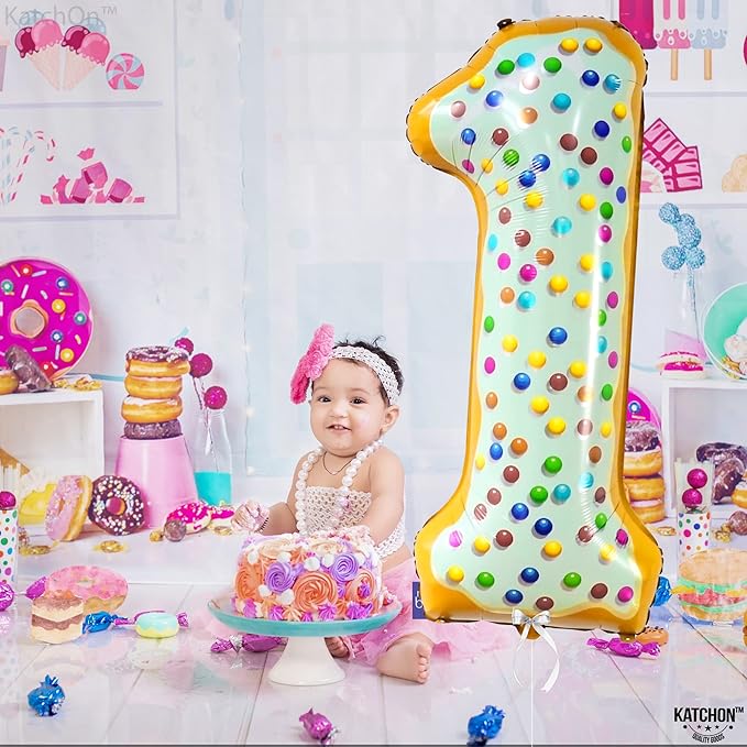 KatchOn, Giant One Donut Balloon - 40 Inch | Donut 1 Balloon for