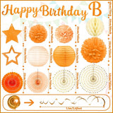 Orange Birthday Party-Decorations - 29pcs Orange Beige FAL Boho Party