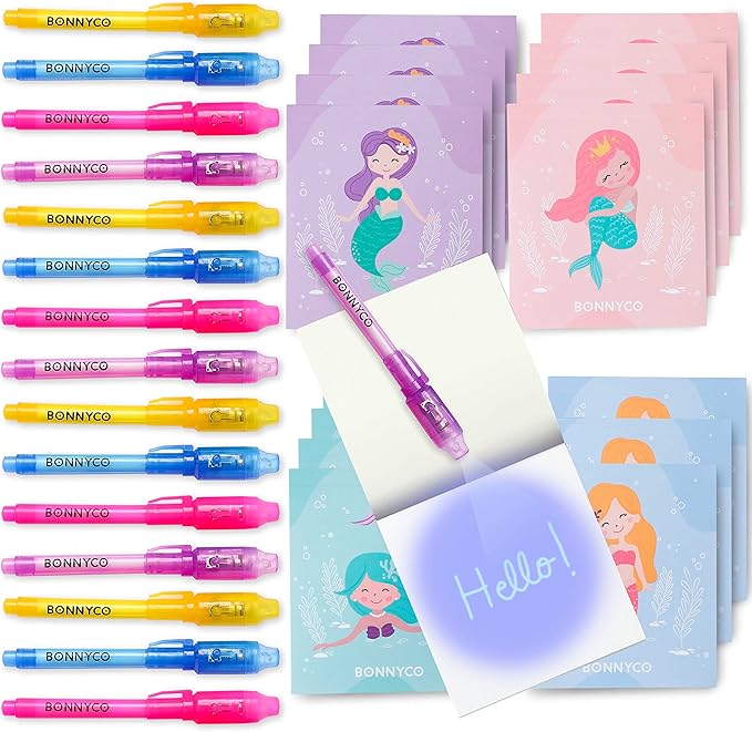 Invisible Ink Pen and Notebook Pack 16 Mermaid Party Favors for Kids