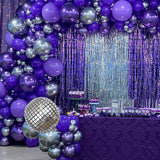 Purple Silver Balloon Arch Kit Halloween Disco Dark Royal Purple