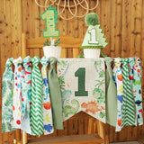 Dinosaur Theme 1st Highchair Banner Tassel Garland Dino Conical Cap