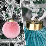 Velvet Christmas Ornaments Balls for Tree - 15pcs Pink & Teal