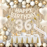 36th Birthday Decorations for Women, White and Gold 36 Boho Birthday