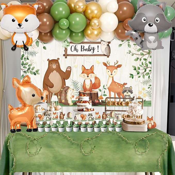 130pcs Woodland Baby Shower Decorations Safari Baby Shower
